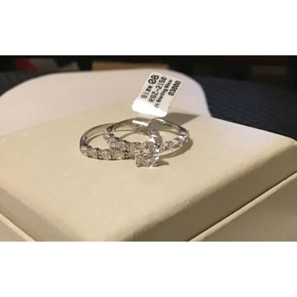 2.5 Ct. Round Cut Sim Diamond Wedding Ring Set Sz 9~.925 SS